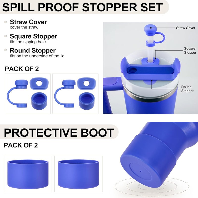 HYZ 8 Piece Accessories for Stanley Cup, Silicone Spill Proof Stopper Set and Protective Boot Including Straw Cover Cap for Stanley H2.0 20oz 30oz 40oz Tumbler, Iris - Image 2